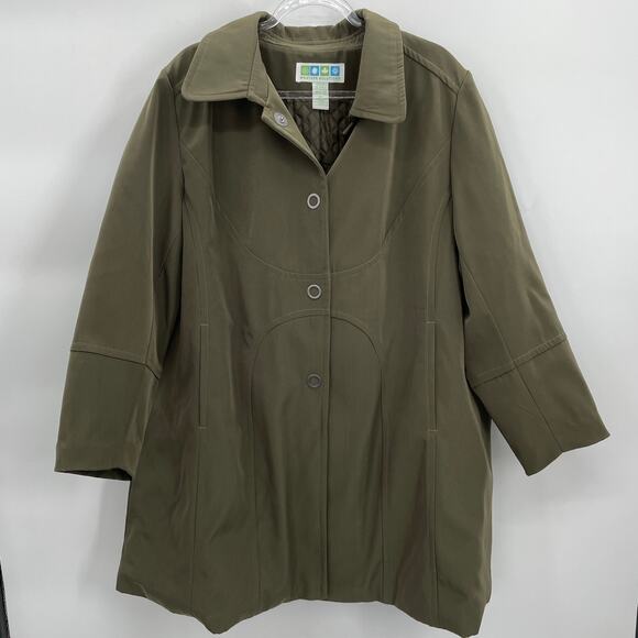 WEATHER SOLUTIONS Women's Sz 1X Green Snap Closure Insulated Winter Jacket - Picture 1 of 5